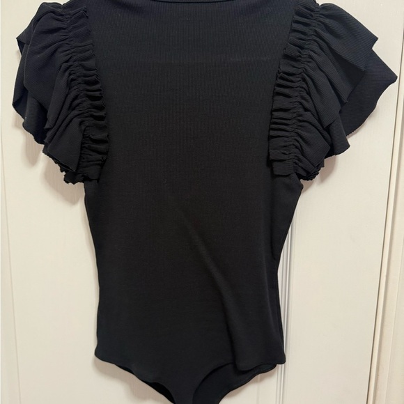 Express Black Ruffle Sleeve Bodysuit - Picture 3 of 3